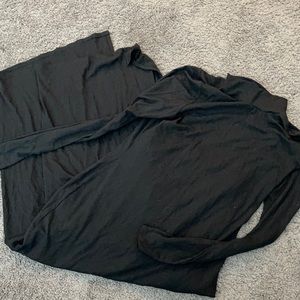 Black long sleeve dress with slit